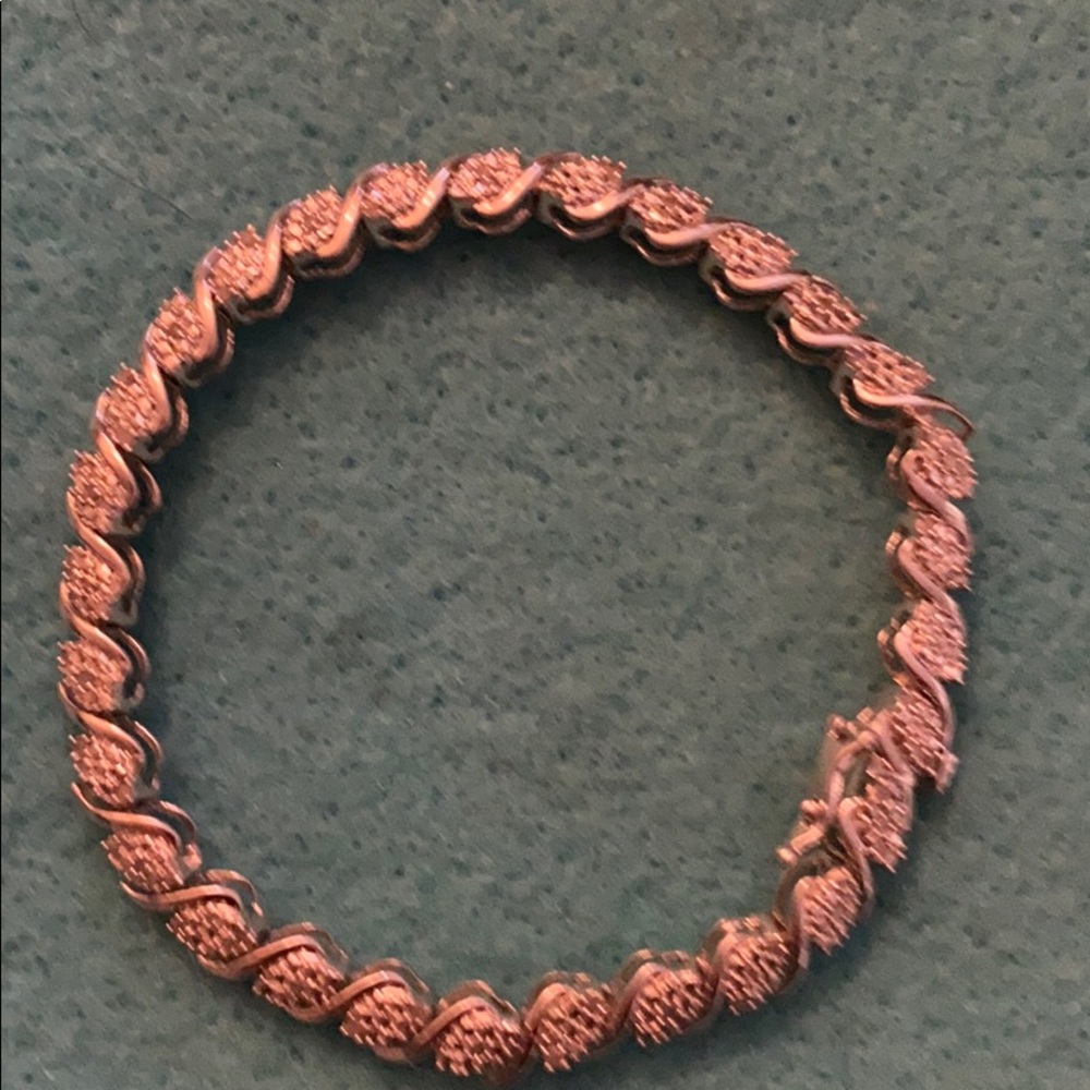 Sterling silver end real small diamonds bracelet